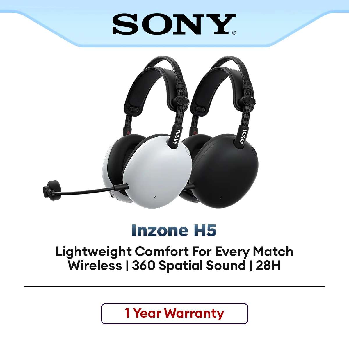 Sony Wireless Bluetooth Gaming Headset INZONE H5 Over-Ear Low Latency
