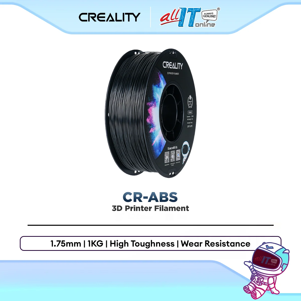 Pre-Order | Creality CR-ABS Filament 1KG 1.75mm Strong Heat Resistant 3D Printing Material Durable Smooth Industrial Use