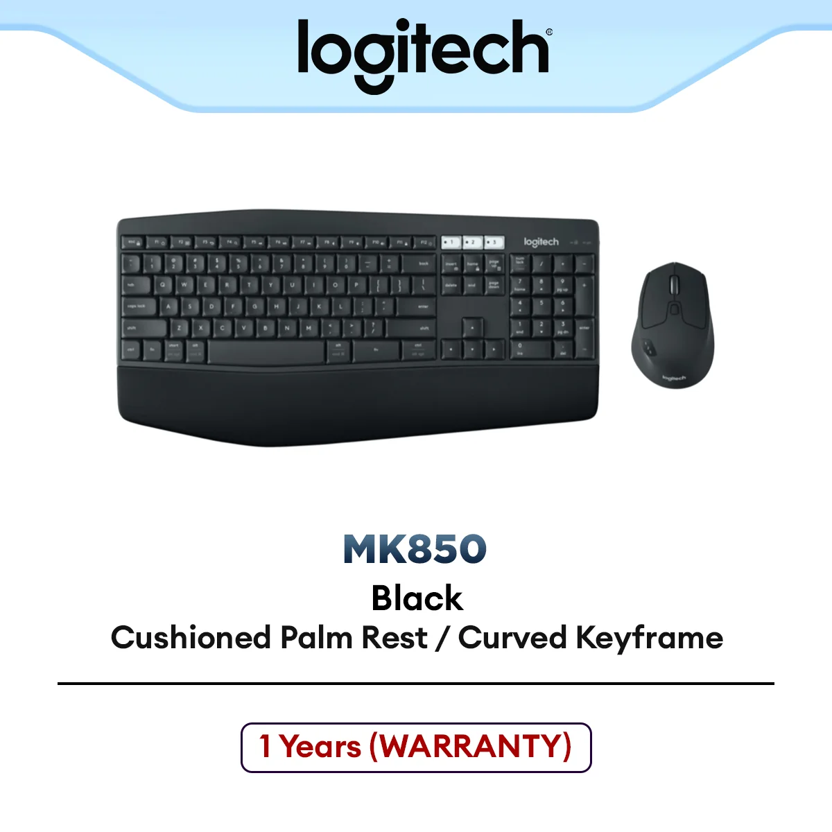 Logitech MK850 Multi-Device Performance 2.4GHz Wireless Keyboard and Mouse Combo | Bluetooth | Curved Keyframes