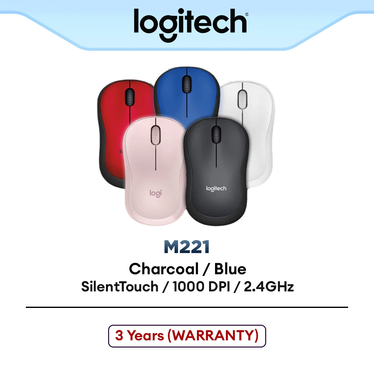 Logitech M221 Wireless Mouse with Silent Buttons | 2.4 GHz with USB Mini Receiver | 1000 DPI Optical Tracking