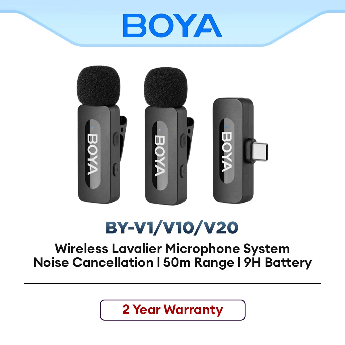 BOYA BY-V1/V10/V20 Wireless Lavalier Microphone with Noise Cancellation Lapel Mic Clip-on for Smartphones Action