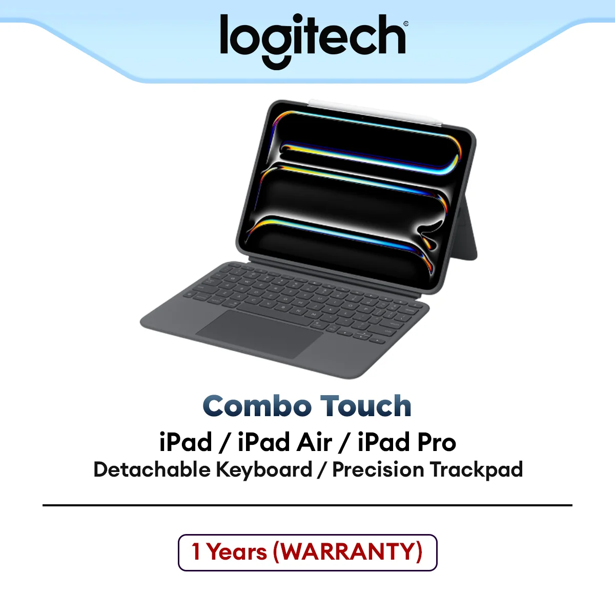Logitech Combo Touch iPad 10.9", iPad Pro M4 11", iPad Pro 12.9'', iPad Air M2 11"/13" iPad Keyboard Case with Trackpad