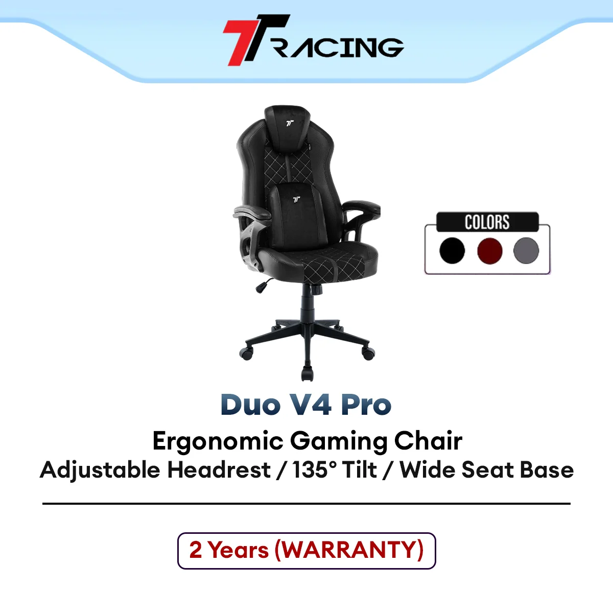 TTRacing Duo V4 Pro Gaming Chair Upgraded with Height-Adjustable Headrest & XL Lumbar Pillow, Office Chair, Comfortable