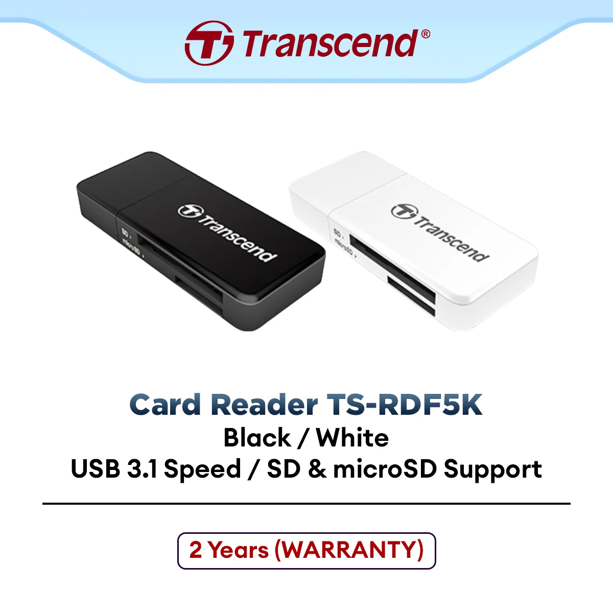 Transcend USB 3.1 All-in-One SDHC Gen 1 Card Readers (TS-RDF5K) (Black/White)