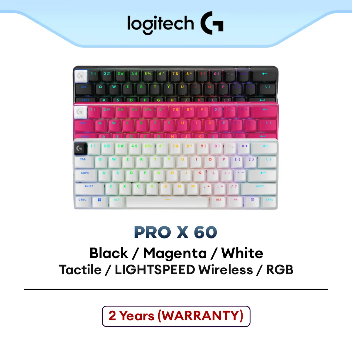 Logitech PRO X 60 LIGHTSPEED Wireless Gaming Keyboard with GX Optical Switches | Ultra Compact TKL 60%