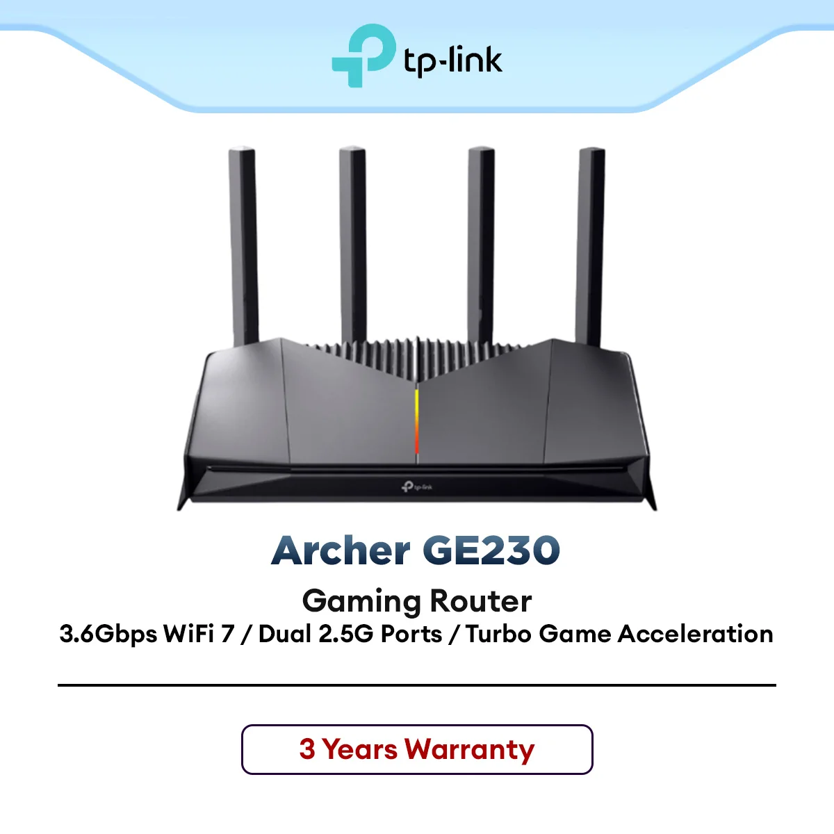 TP-Link Archer GE230 Dual-Band Wi-Fi 7 Gaming Router up to 3600 Mbps on 2.4 GHz