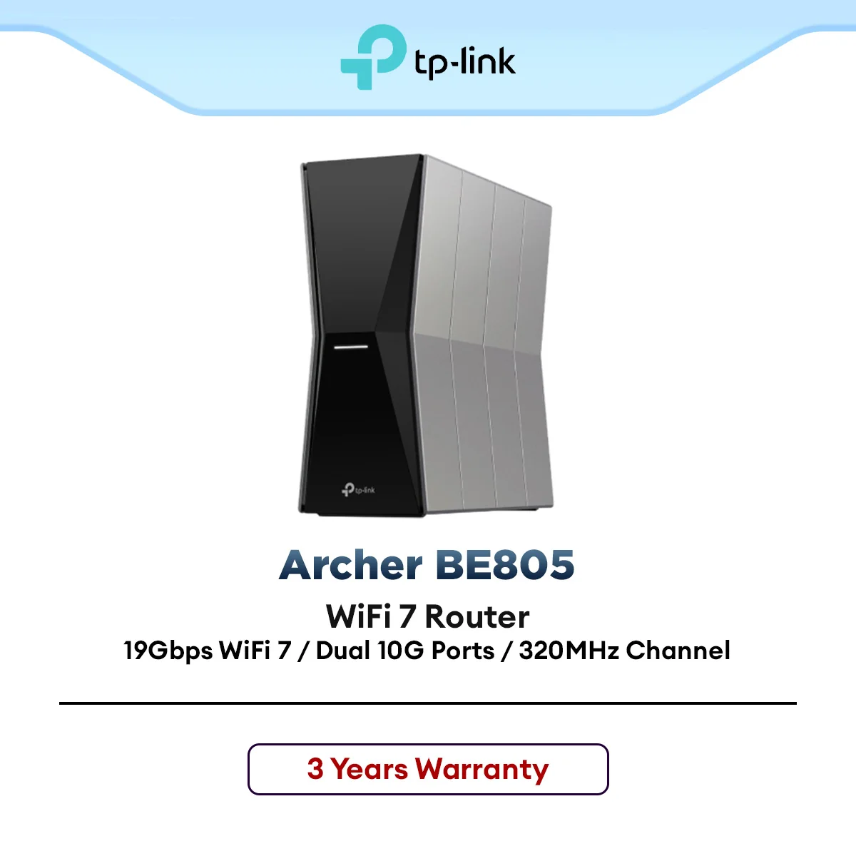 TP-Link Archer BE805 BE19000 Tri-Band Wi-Fi 7 Router | Speeds up to 19 Gbps | Dual 10 G Ports | EasyMesh | HomeShield