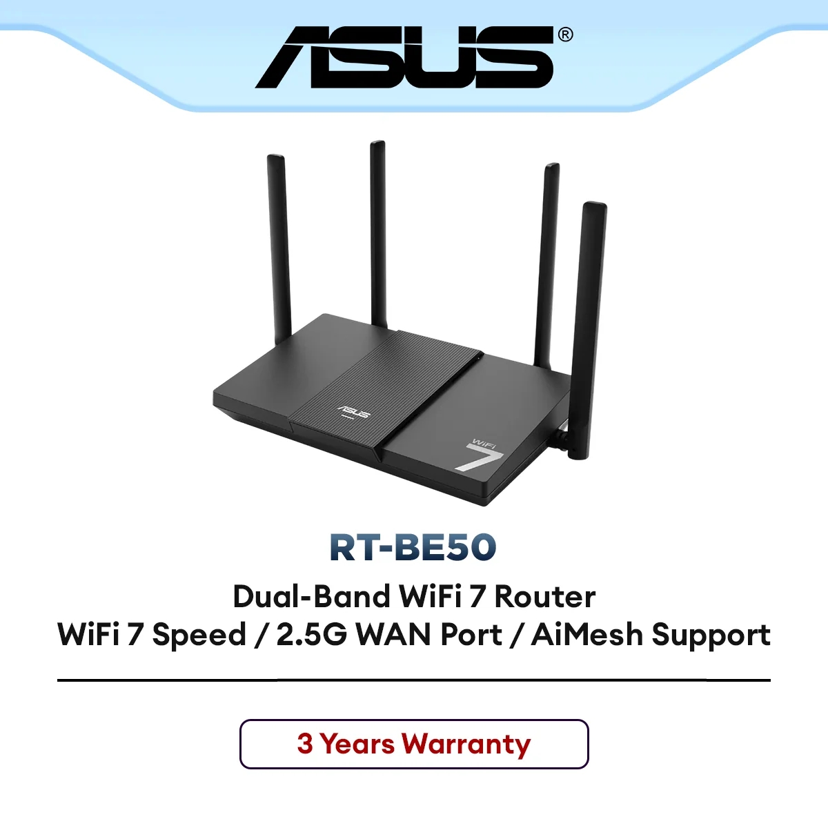 Asus RT-BE50 Dual Band Smart Home Wifi 7 Router BE3600