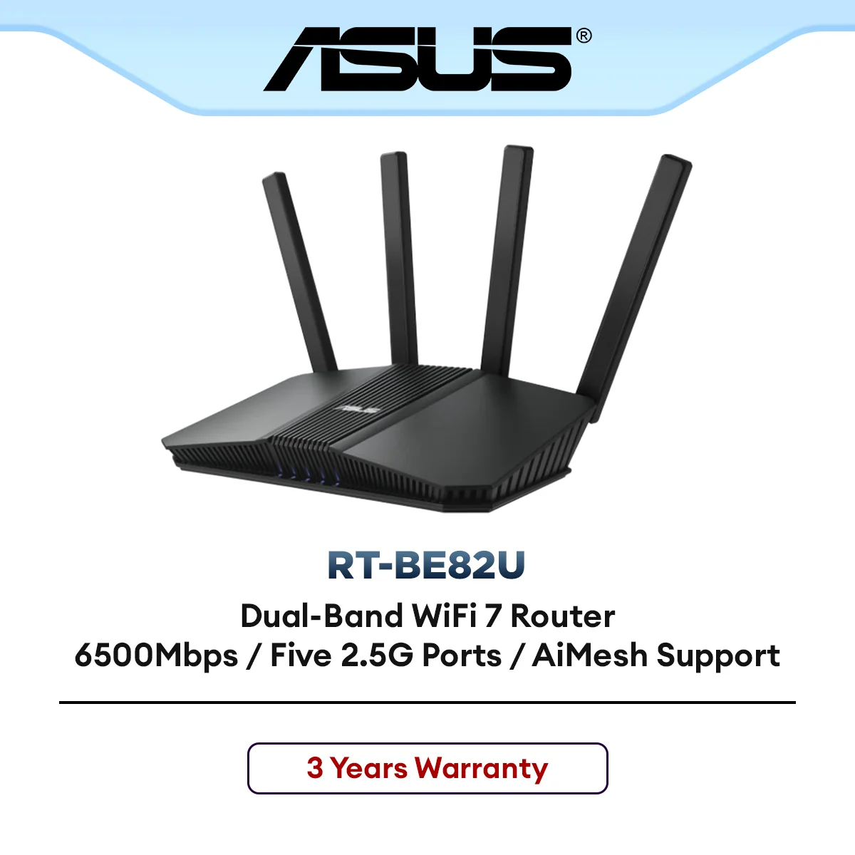 ASUS RT-BE82U Extendable BE6500 Dual Band Wifi 7 Router Commercial-Grade Network Security Router
