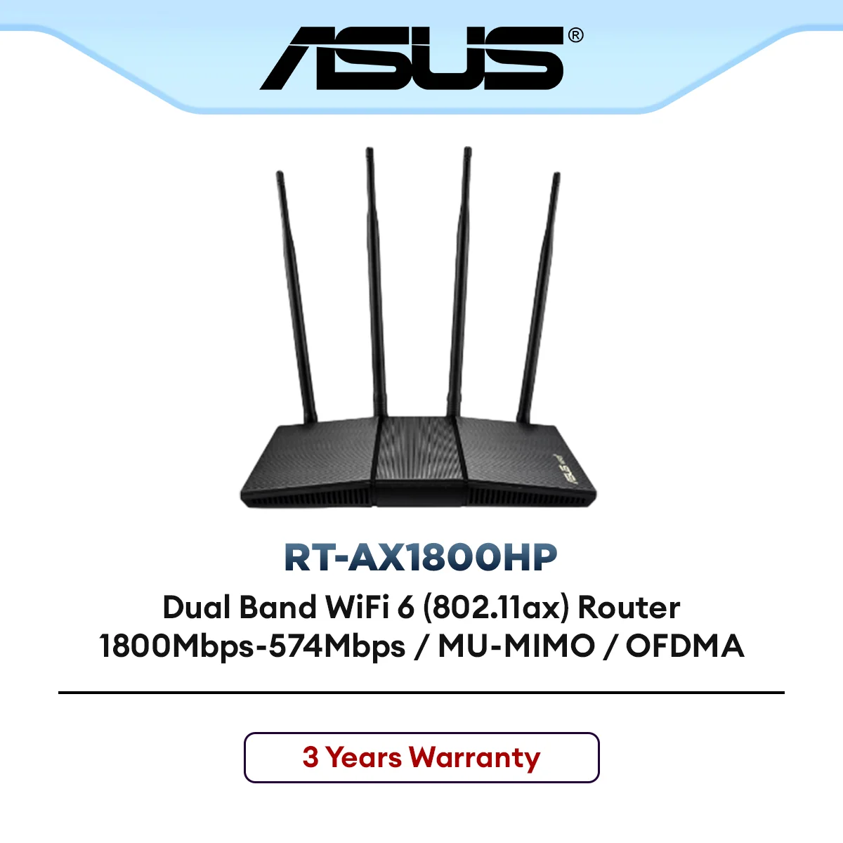 ASUS RT-AX1800HP AX1800 Dual Band WiFi 6 Router AiMesh MU-MIMO OFDMA Gigabit Home Wireless Router