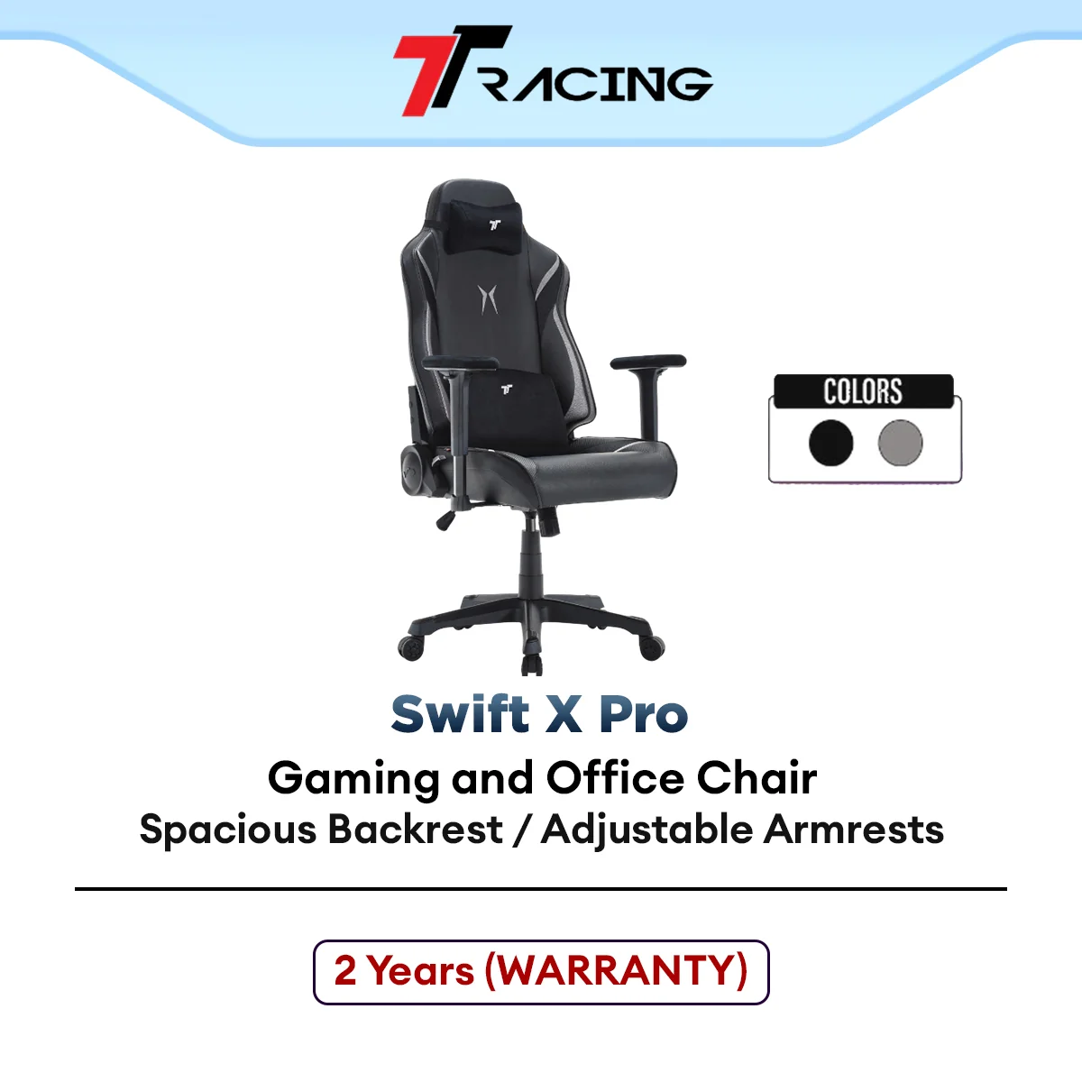 TTRacing Swift X Pro / Swift X 2020 Gaming Chair with Spacious Backset and Cushioned Seat, Padded Arm Rest, Office Chair