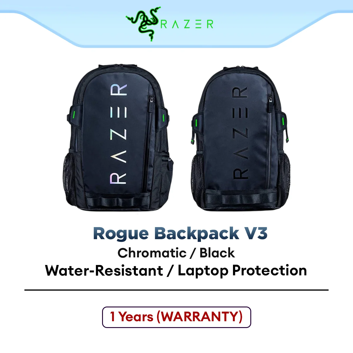 Razer Rogue Backpack V3 Chromatic / Black Ed Travel Backpack with Laptop Compartment (15"/17")