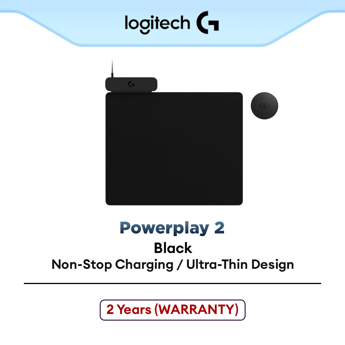 Logitech POWERPLAY 2 Wireless Charging Mousepad System with Non-Stop Charging, Plug-and-Play Coin, Gaming Mousepad