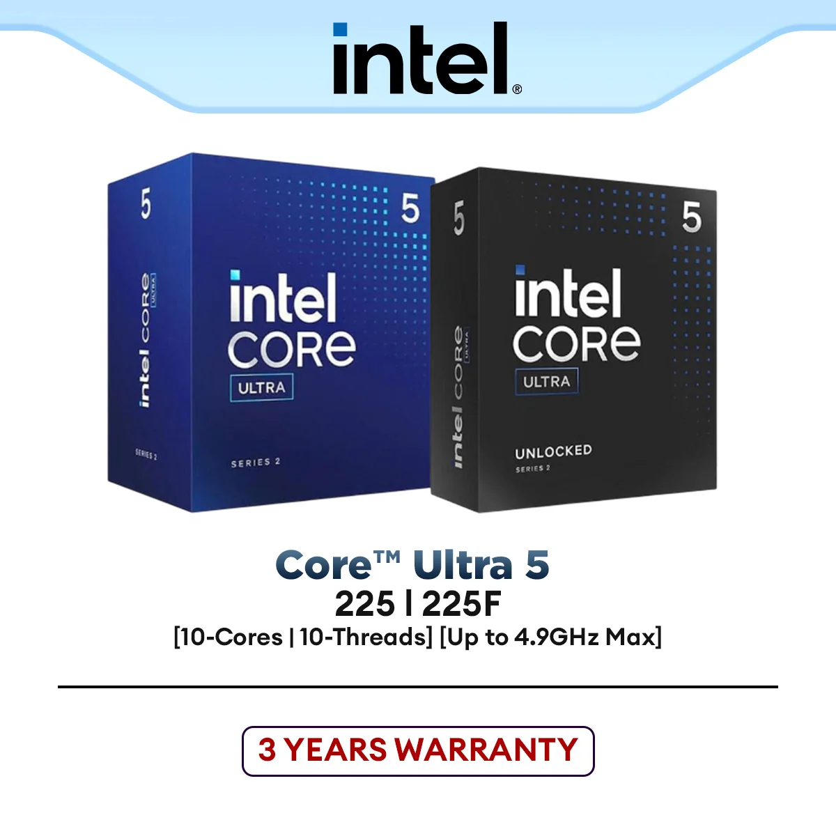 Intel® Core™ Ultra 5 225 / 225F (10-Core/10-Threads) Intel Processor | Intel Ultra Series 2 (LGA1851)