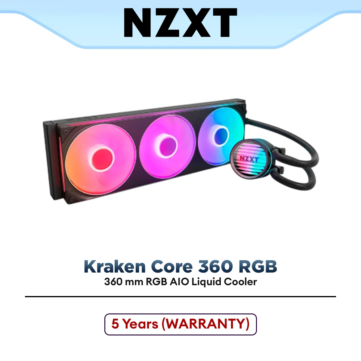 NZXT Kraken Core 360 RGB Liquid Cooler | Intel & AMD CPU AIO Cooler (Black)