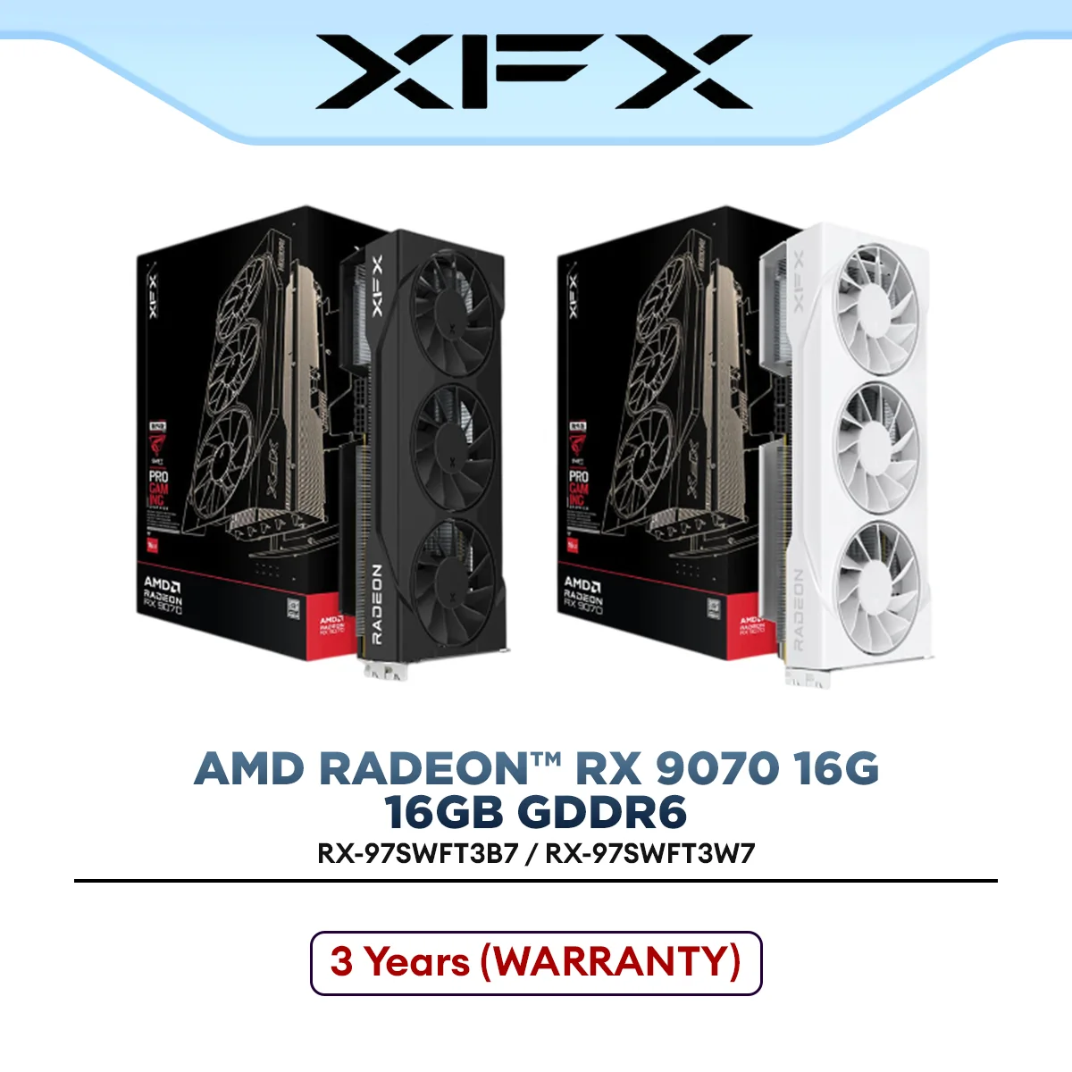 XFX SWIFT AMD Radeon RX 9070 OC 16GB GDDR6 Graphics Card | RX-97SWFT3B7 / RX-97SWFT3W7