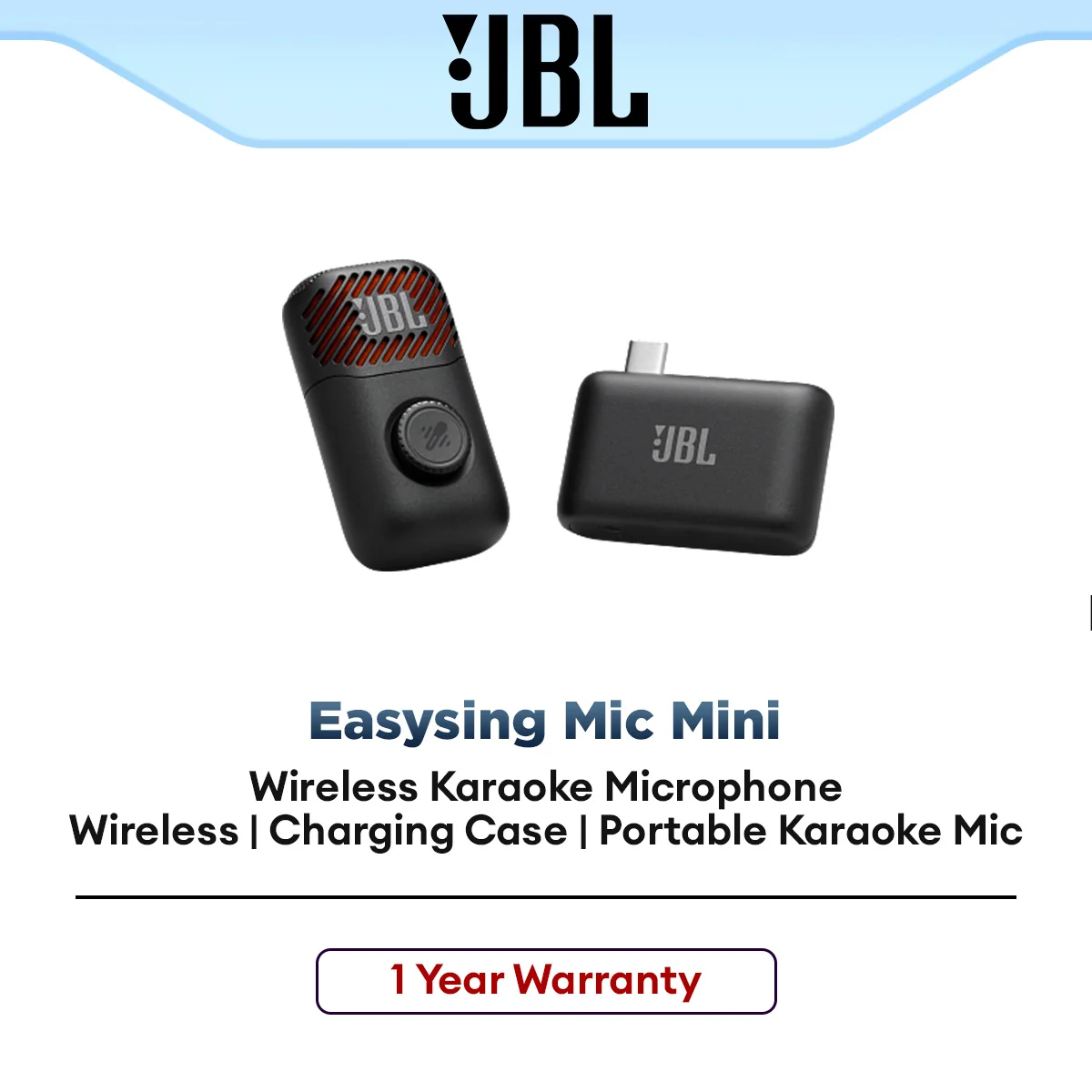 JBL Wireless Karaoke Microphone EasySing Mic Mini with Charging Case for Singing & Entertainment