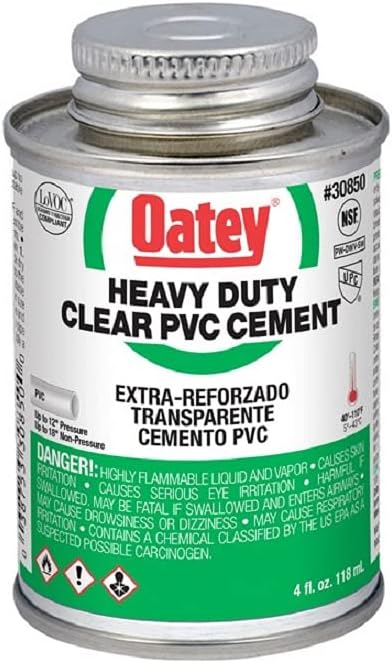 Oatey Heavy Duty PVC Solvent Cement Clear 4 oz