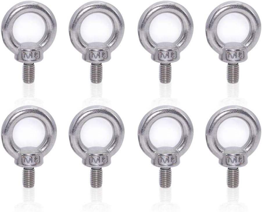 Lependor M8 Stainless Steel Machinery Lifting Eye Bolt Set 8-Piece