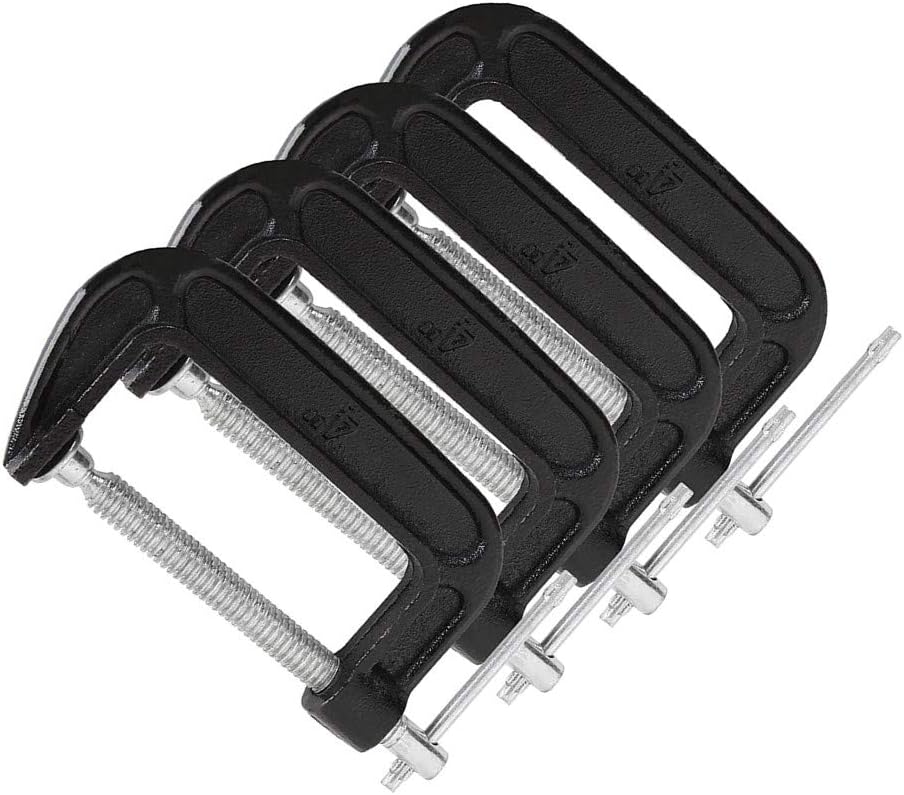 4-Inch C-Clamp Set Heavy Duty Steel 4-Pack