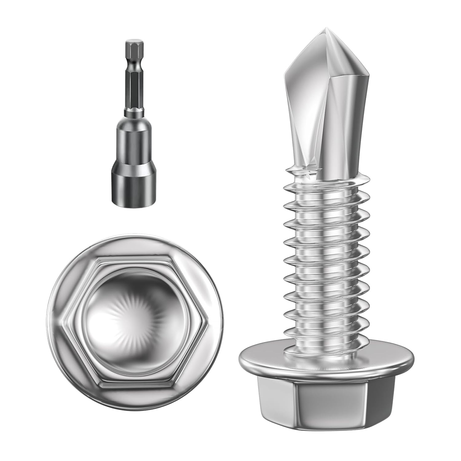 Self-Drilling Tek Screws #8 x 3/4″ Hex Washer Head 300-Piece