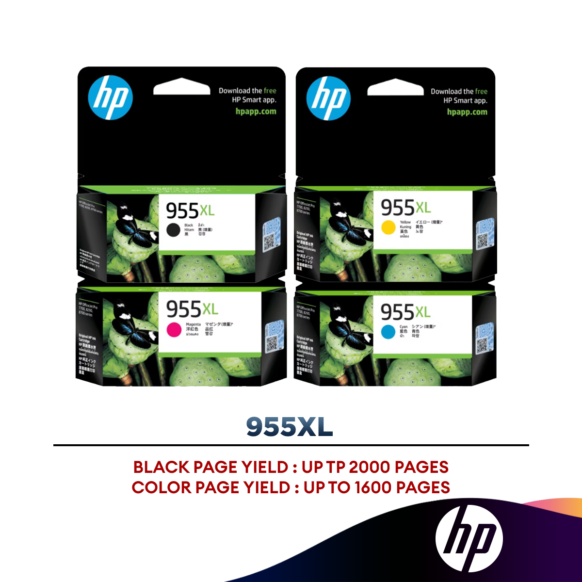 HP 955XL Ink Cartridge ( Black / Cyan / Magenta / Yellow ) - L0S63AA / L0S66AA / L0S69AA / L0S72AA