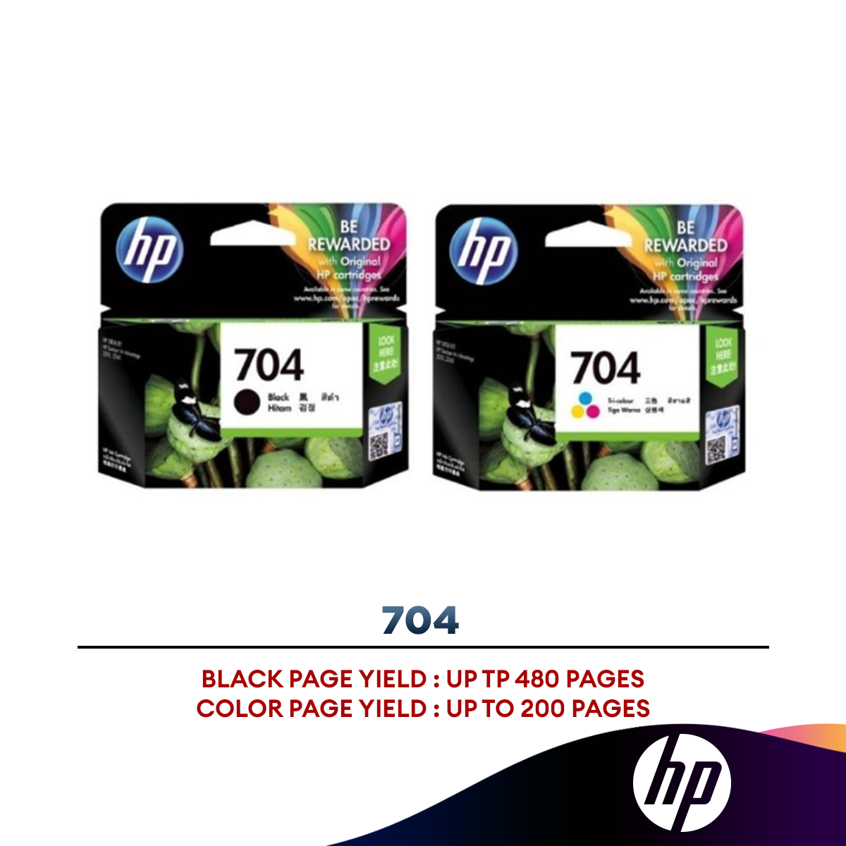 HP 704 Ink Cartridge (Black/Color)