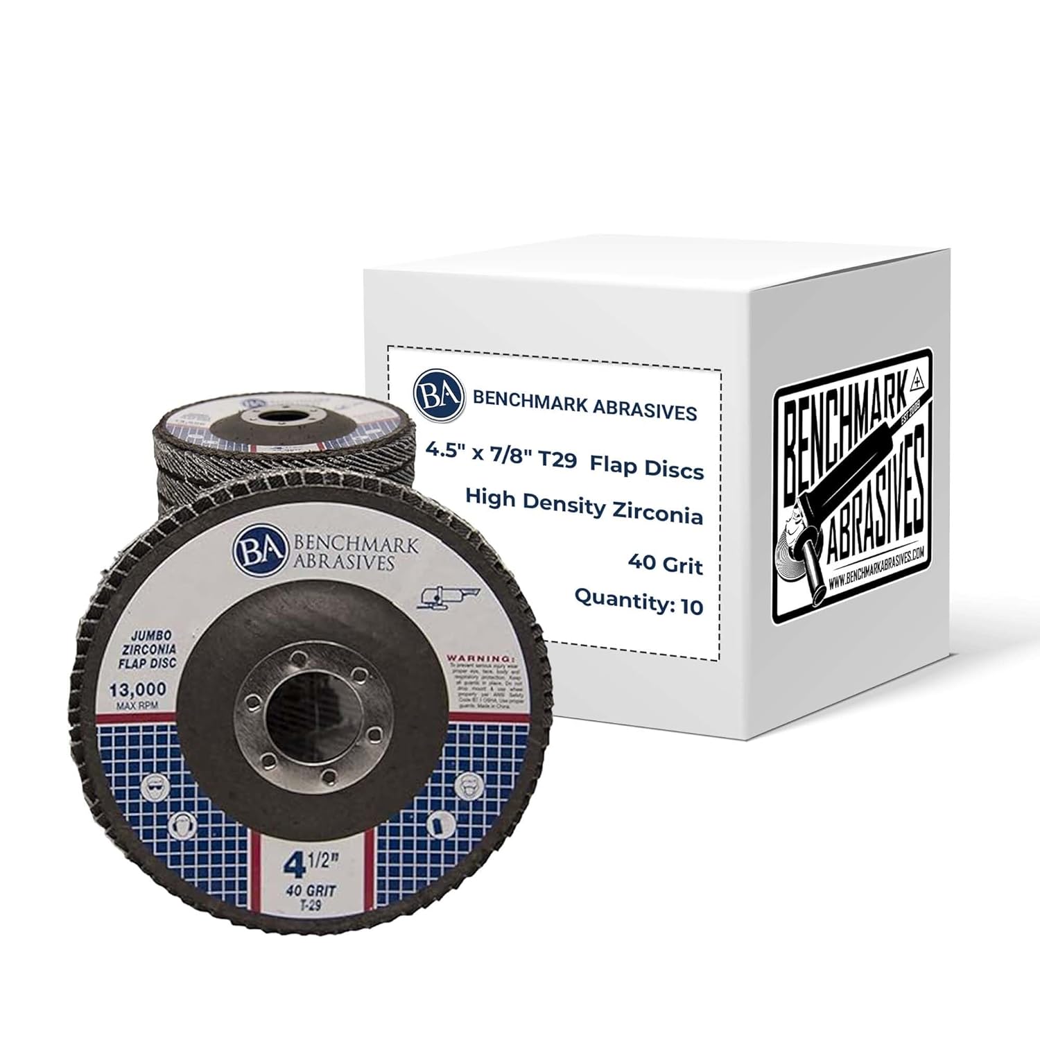 Benchmark Abrasives 4.5″ Zirconia Flap Disc 40 Grit 10-Pack