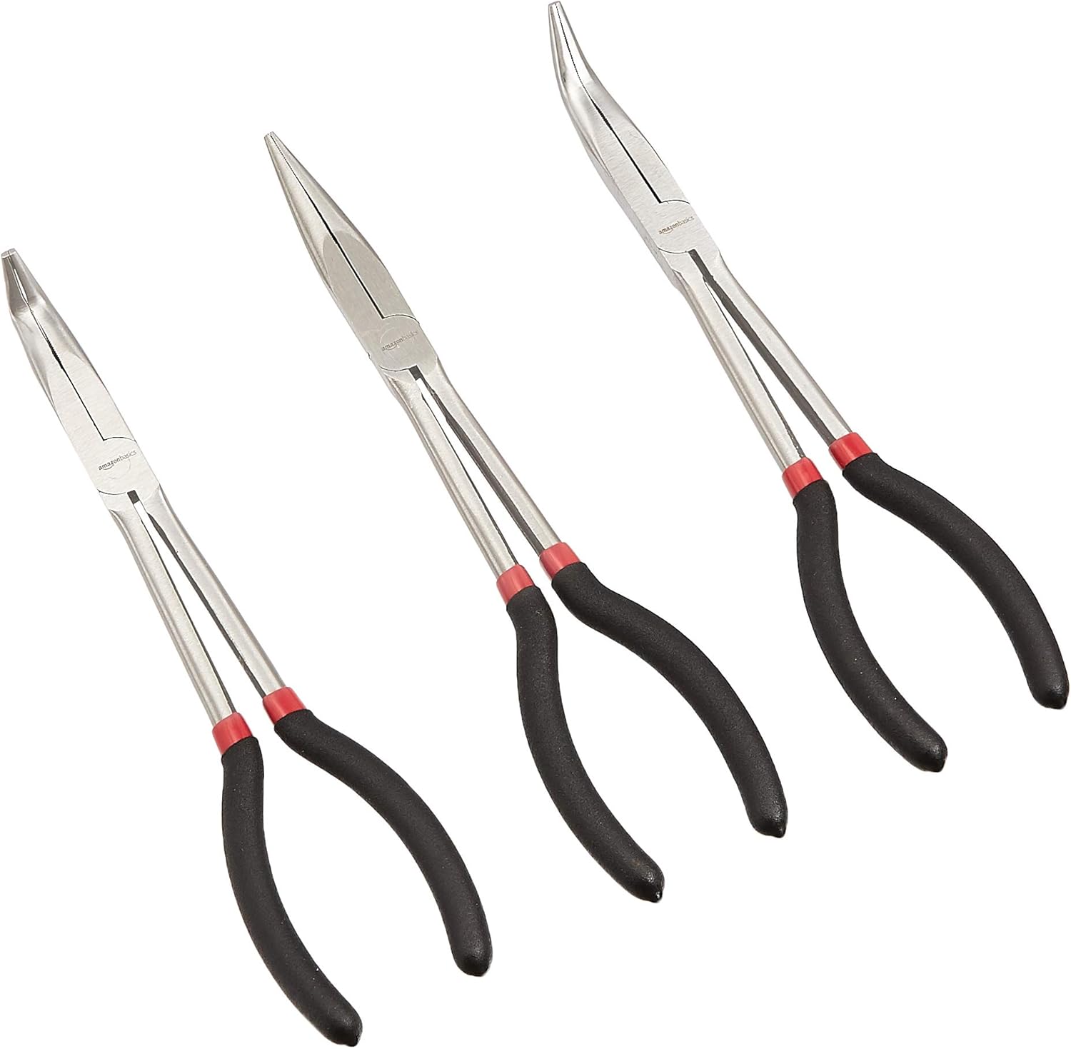 Amazon Basics 3-Piece Extra Long Reach Needle Nose Pliers Set