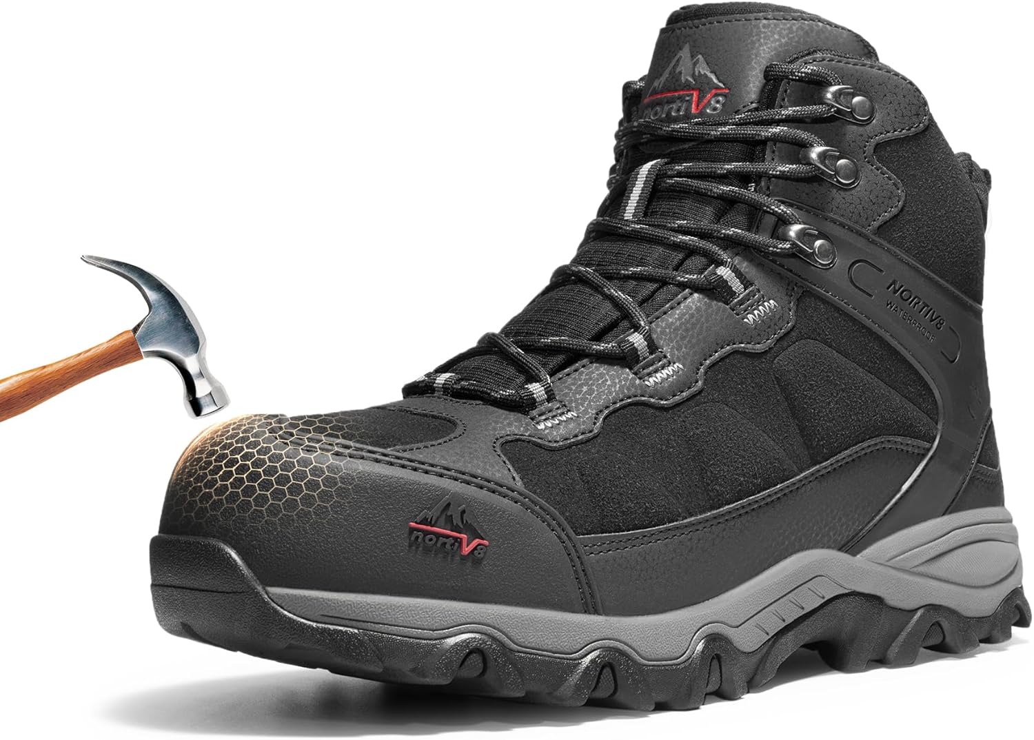 NORTIV 8 Waterproof Steel Toe Safety Boots for Men