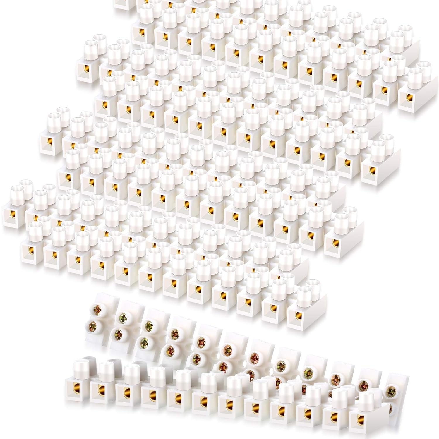 Dual Row Screw Terminal Strip Block Set 12-Position 10A 380V 10-Piece
