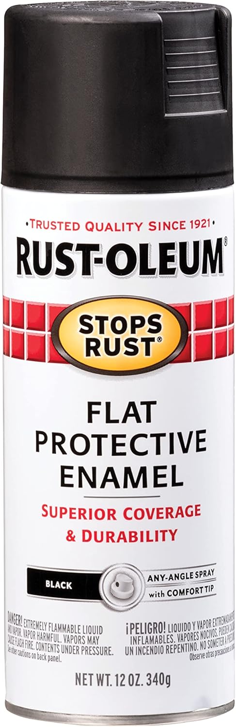 Rust-Oleum Stops Rust Flat Black Spray Paint 12 oz
