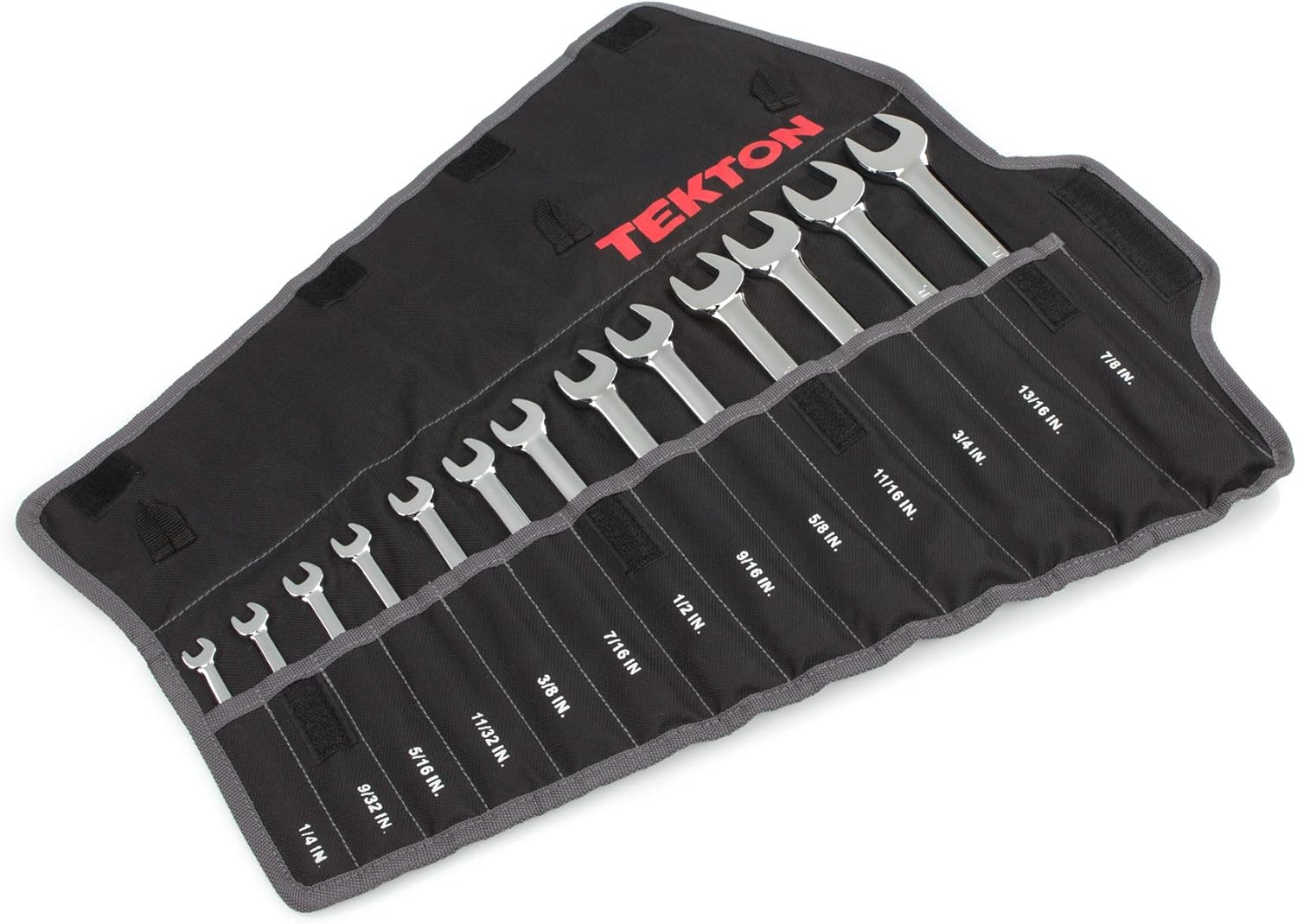 TEKTON 13-Piece Combination Wrench Set with Roll-Up Pouch