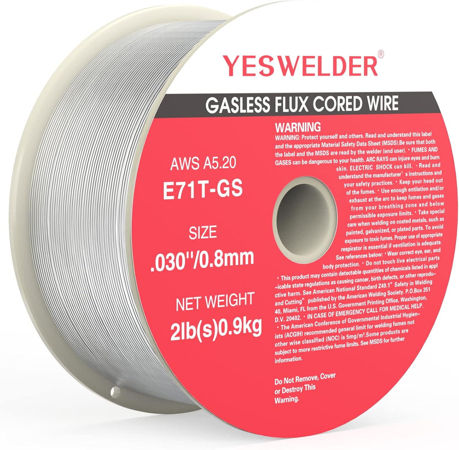 YESWELDER E71T-GS Flux Core Gasless MIG Welding Wire 0.030″ 2 lb