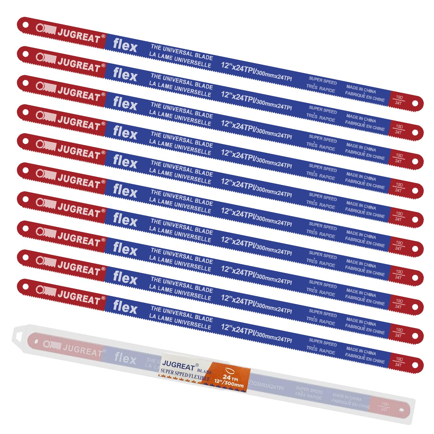 Hacksaw Replacement Blades 10-Pack 12″ 24 TPI High Speed Steel