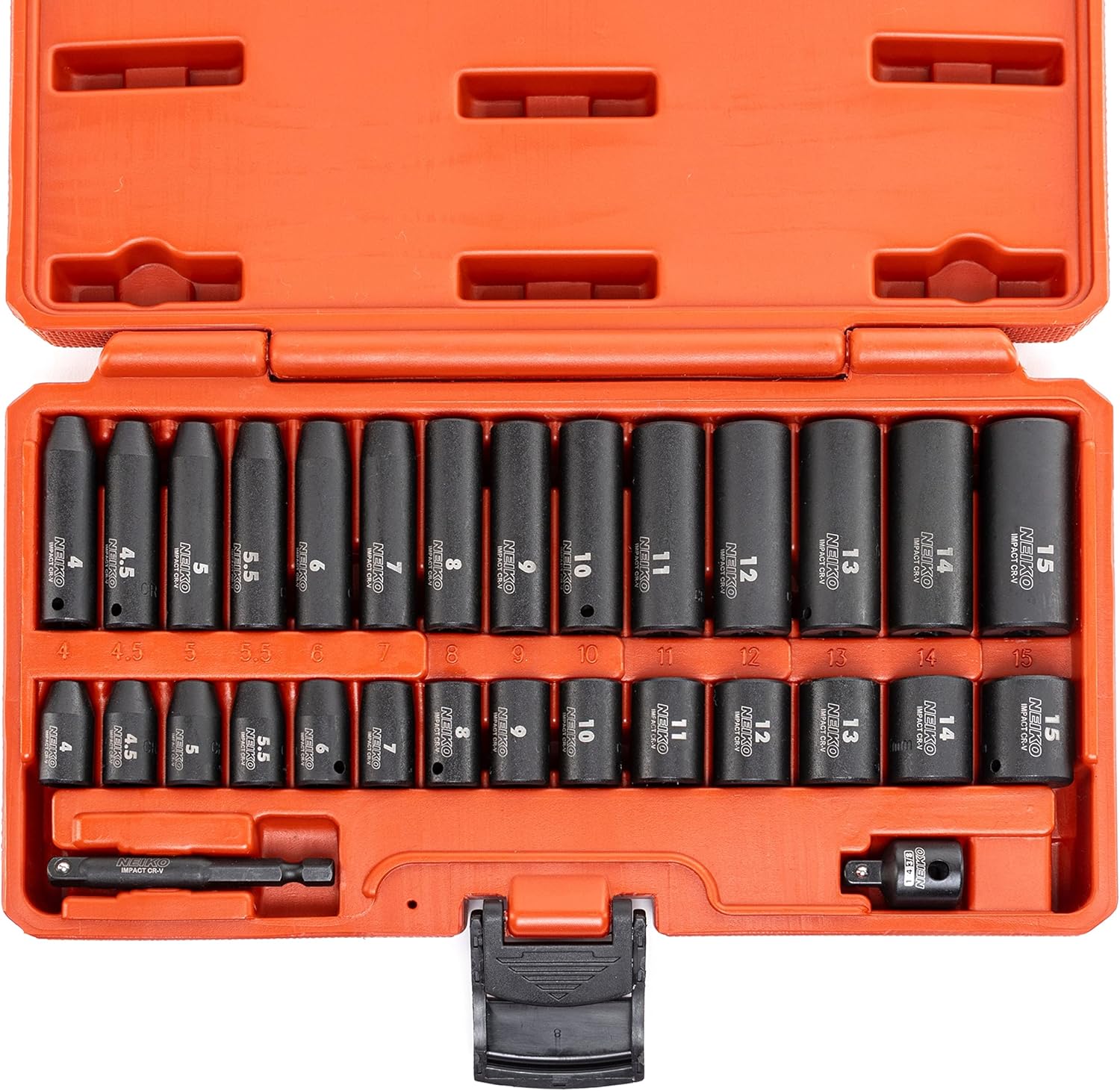 NEIKO 1/4″ Drive Impact Socket Set 30-Piece Metric 4–15mm