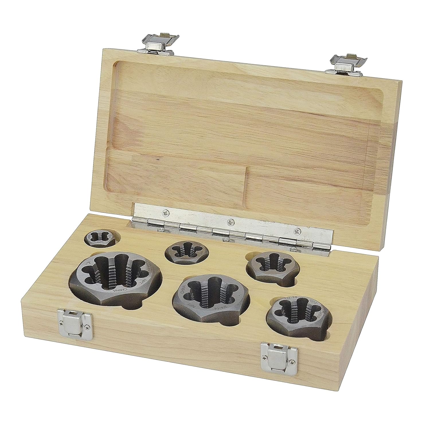 Drill America 6-Piece NPT Pipe Thread Die Set 1/8″–1″ Carbon Steel