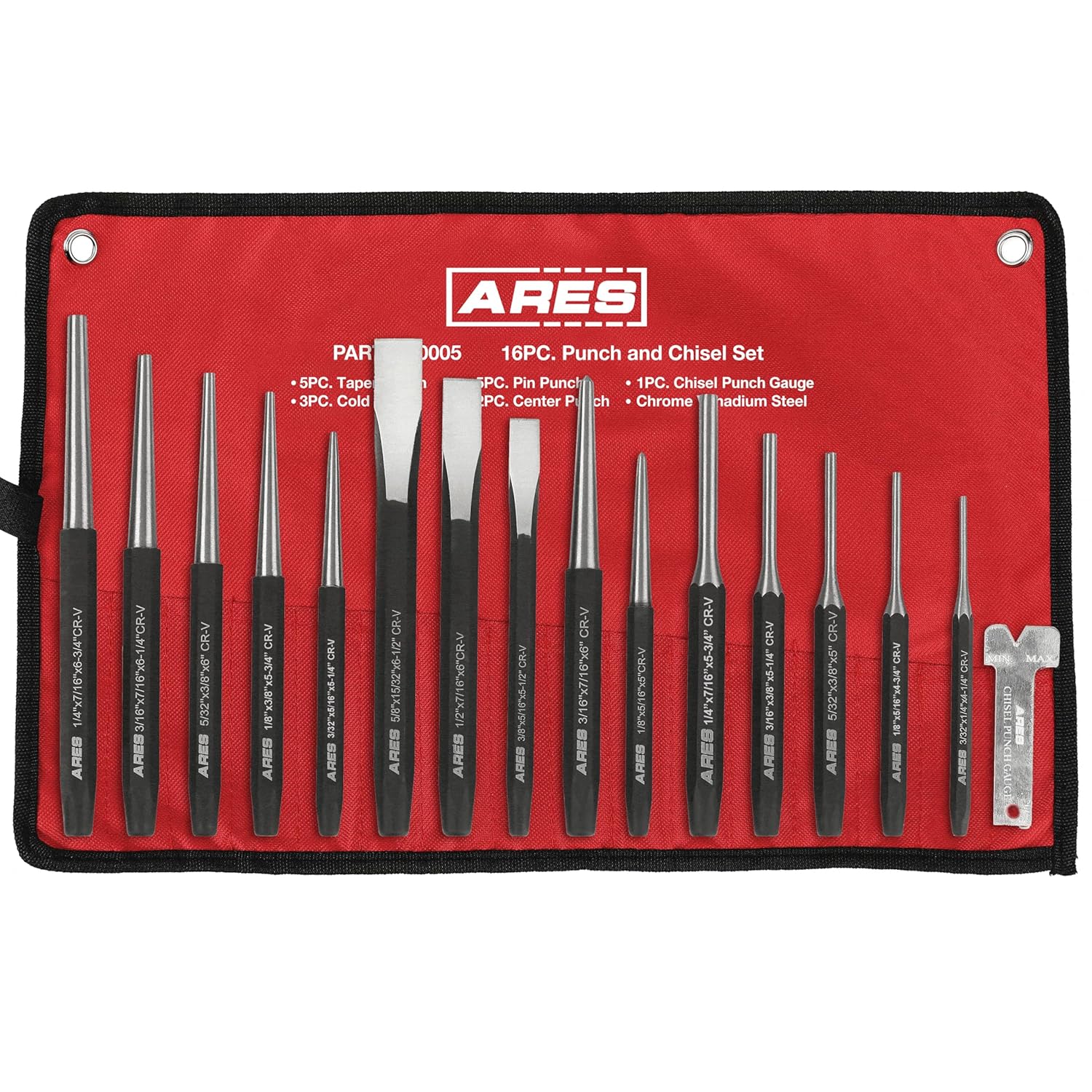 ARES 16-Piece Punch and Chisel Set with Taper Pin and Cold Chisels